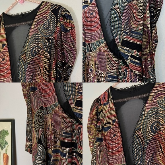 Vintage Janine metallic mosaic party dress size M - Picture 9 of 16